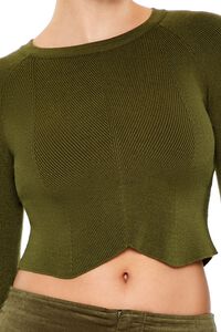 OLIVINE  Notched Cropped Sweater, image 3