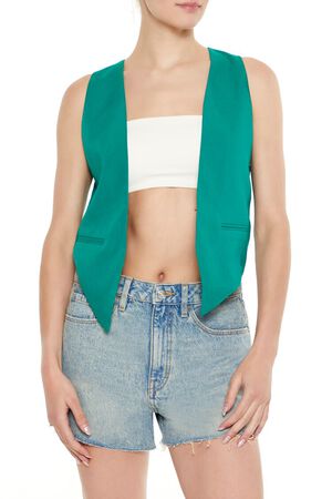 JADE Open-Front Pointed-Hem Vest, image 1