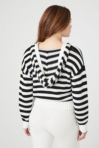 WHITE/MULTI Striped Hooded Half-Zip Sweater, image 3