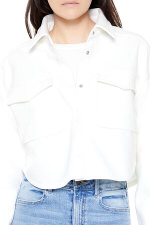 WHITE Boxy Cropped Shacket, image 3