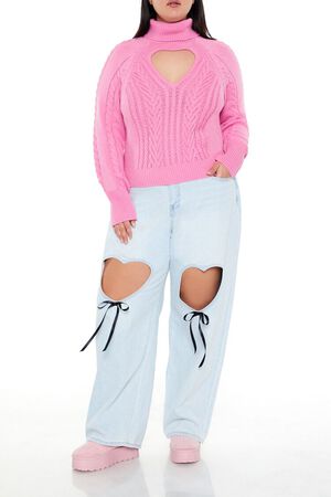 AZALEA Plus Size Heart Cutout Sweater, image 2