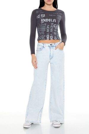 GREY/MULTI New York Graphic Cropped Tee, image 2