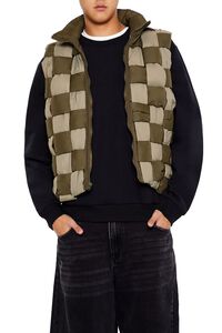 OLIVE/LIGHT OLIVE Checkered Basketwoven Vest, image 1