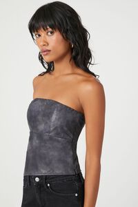 GREY Faux Leather Asymmetrical Tube Top, image 2