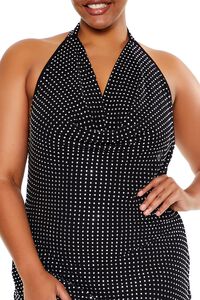 BLACK Plus Size Rhinestone Mini Dress, image 5