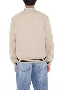 TAUPE Varsity-Striped Bomber Jacket, image 5