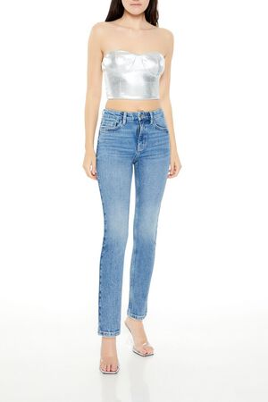 SILVER Metallic Bustier Tube Top, image 2