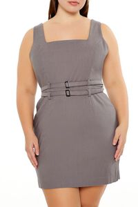 GREY/MULTI Plus Size Pinstriped Mini Dress, image 2