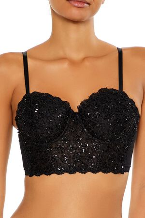 BLACK Sequin Lingerie Cropped Cami, image 2