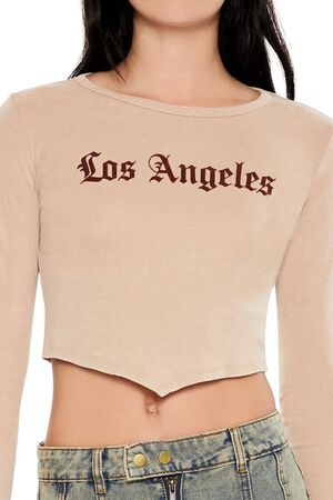 BROWN Los Angeles V-Cut Cropped Tee, image 3