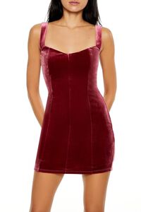 BURGUNDY Velvet Bodycon Mini Dress, image 2
