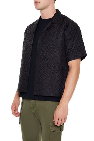 BLACK Oversized Textured Shirt, image 3