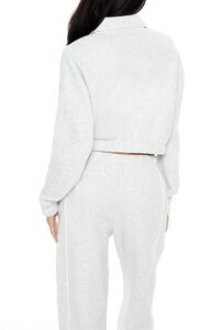 HEATHER GREY Cropped Fleece Rosette Pullover, image 5