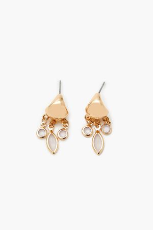 GOLD/CLEAR Faux Gem Charm Hoop Earrings, image 1