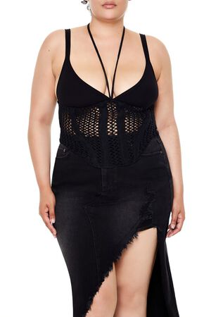 BLACK Plus Size Sweater-Knit Strappy Cami, image 1