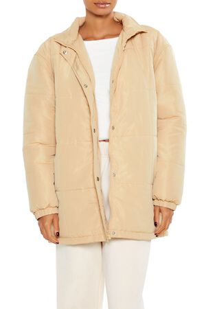 DESERT SAND Quilted Longline Puffer Jacket, image 1