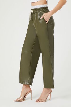 OLIVE Faux Leather Drawstring Pants, image 3