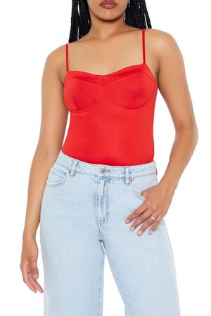 RED Bustier Cami Bodysuit, image 1