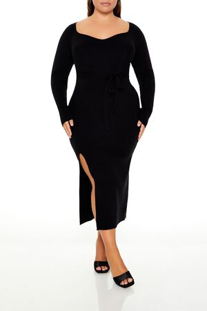 BLACK Plus Size Midi Sweater Dress, image 1