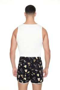 BLACK/MULTI Short Inseam Drink Print Swim Trunks, image 3