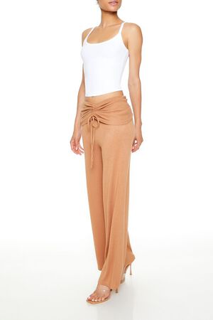 CAMEL Ruched Drawstring Foldover Pants, image 3
