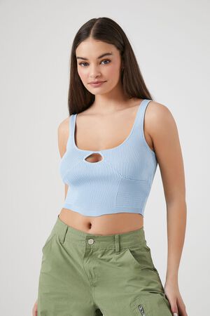BLUEBELL Sweater-Knit Cutout Cropped Tank Top, image 1
