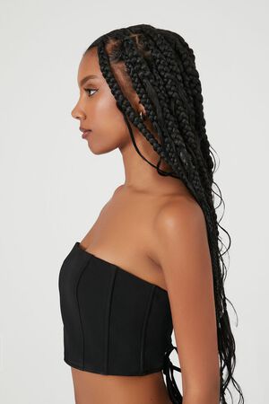BLACK Cropped Lace-Up Tube Top, image 2