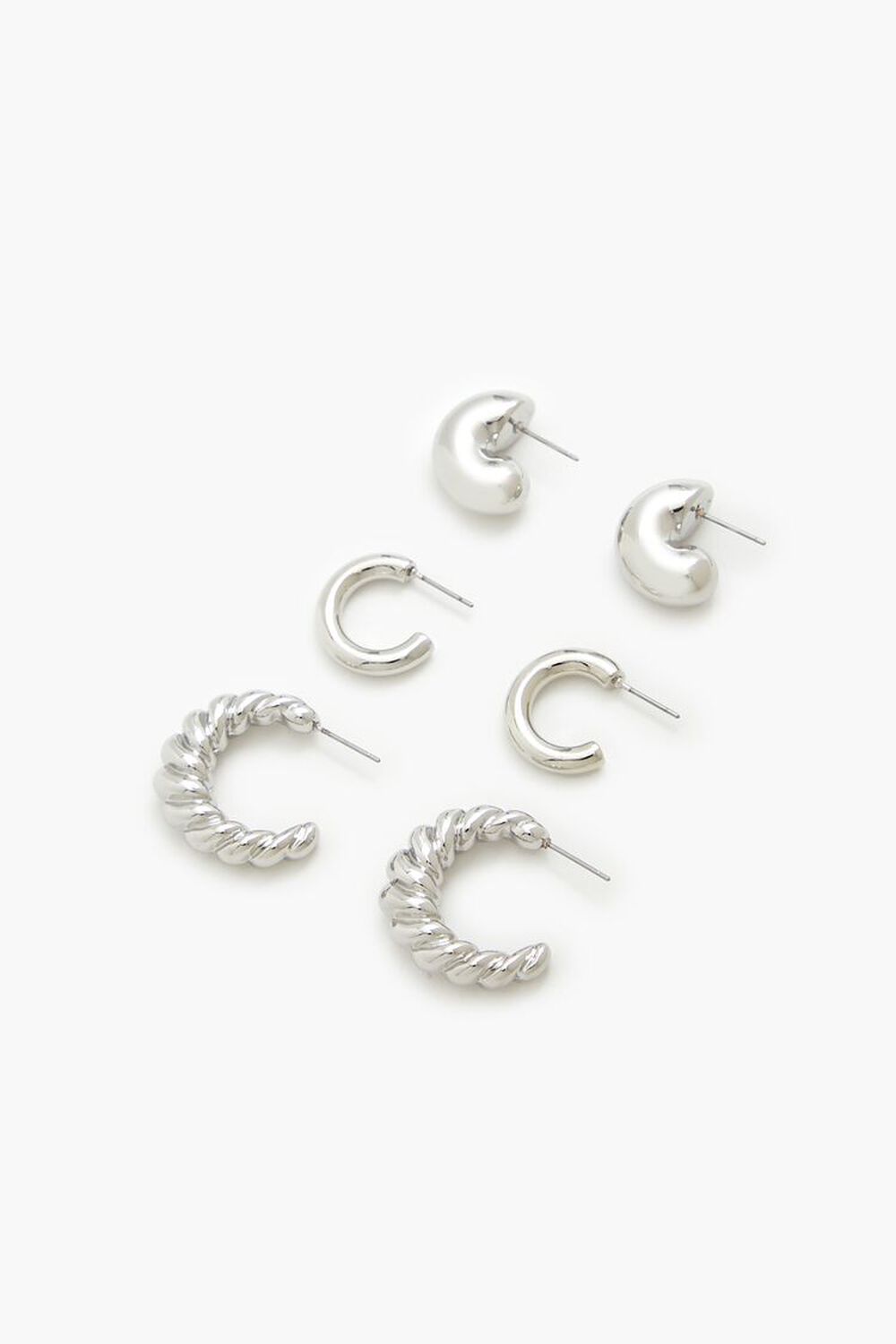 SILVER Twisted Hoop Earring Set, image 2