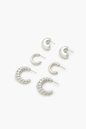 SILVER Twisted Hoop Earring Set, image 2