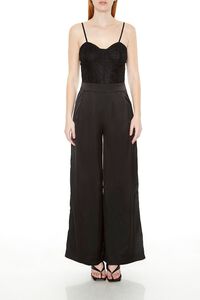 BLACK Satin & Lace Bustier Jumpsuit, image 1