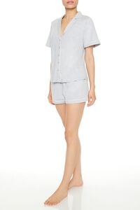HEATHER GREY/WHITE Piped-Trim Pajama Shorts, image 2