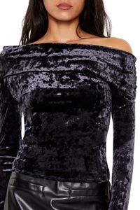 BLACK Crushed Velvet Off-the-Shoulder Top, image 3