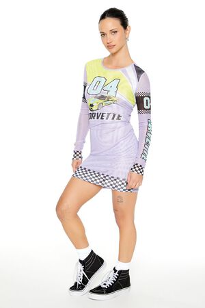 PURPLE/MULTI Corvette Graphic Mini Dress, image 2