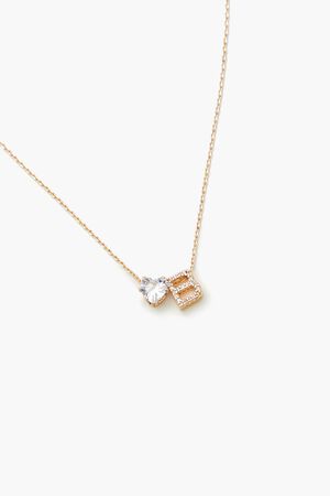 GOLD/T Faux Gem Initial Charm Necklace, image 2