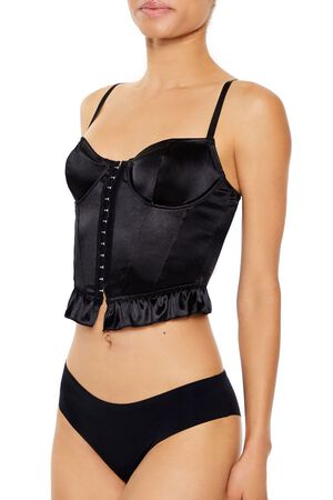 BLACK Satin Lingerie Corset Cami, image 3
