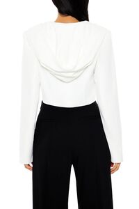 WHITE Plunging Hooded Cropped Blazer, image 5