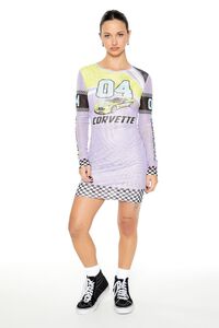 PURPLE/MULTI Corvette Graphic Mini Dress, image 1