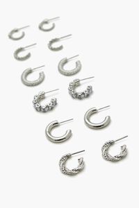 SILVER/CLEAR Assorted Hoop Earring Set, image 2