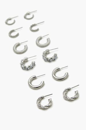 GOLD/CLEAR Assorted Hoop Earring Set, image 2