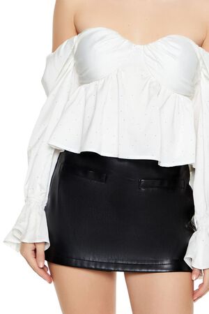 WHITE Off-the-Shoulder Peplum Crop Top, image 3