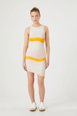 YELLOW/MULTI Tie-Dye Striped Mini Dress, image 1