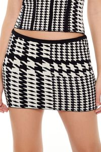 BLACK/WHITE Sweater-Knit Houndstooth Mini Skirt, image 5