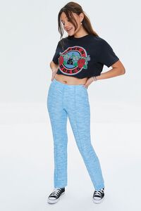 BLUE Ribbed Knit Space-Dye Pants, image 1
