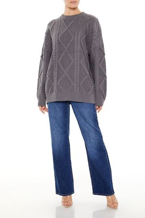 DARK GREY Cable Knit Sweater, image 2