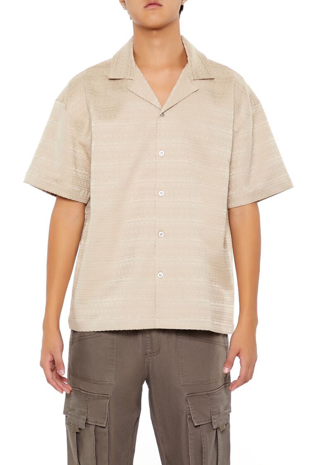 TAUPE Striped Drop-Sleeve Shirt, image 1