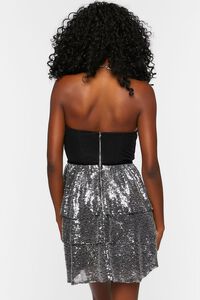 BLACK/SILVER Sequin Sweetheart Mini Dress, image 3