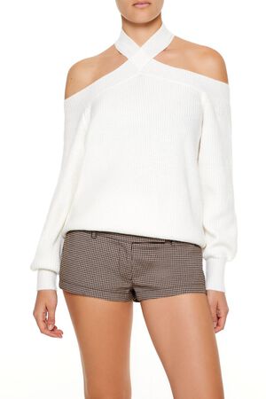 TURKISH COFFEE Crisscross Off-the-Shoulder Sweater, image 1