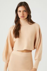 TAUPE Sweater-Knit Turtleneck Top & Skirt Set, image 5