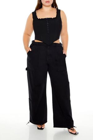 BLACK Plus Size Carpenter Joggers, image 1