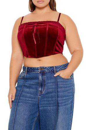 MERLOT Plus Size Velvet Cropped Cami, image 1